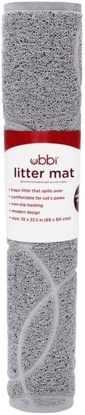 Ubbi Pet Cat Litter Mat, Non-Slip Litter Trapping Mat for Litter Box Area, Easy-Clean Floor Protection, Modern Design, Gray