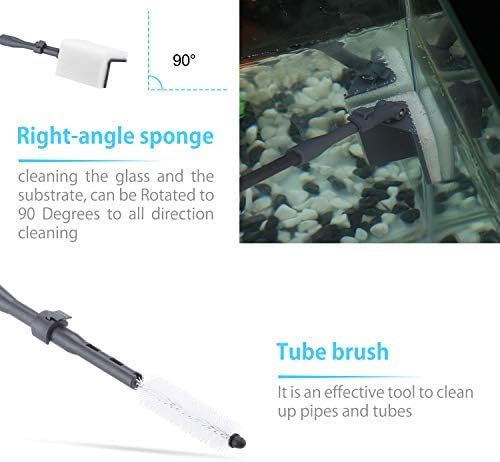 Carefree Fish 6IN1+1 (2026 New Upgrade Edition) Aquarium Cleaning Tools Long Handle Adjustable Length 20~36Inches Fish Tank Cleaner Kit Algae Scraper Scrubber Brushes Set