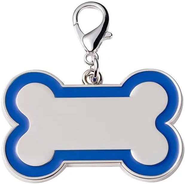 Double-Sided Personalized Dog Tags for Pets - pet ID tag, Laser Engraved Dog tag, Name tag for Dog Collar, Dog Tags for Large Dogs (Blue, Bone-Shaped-Large)