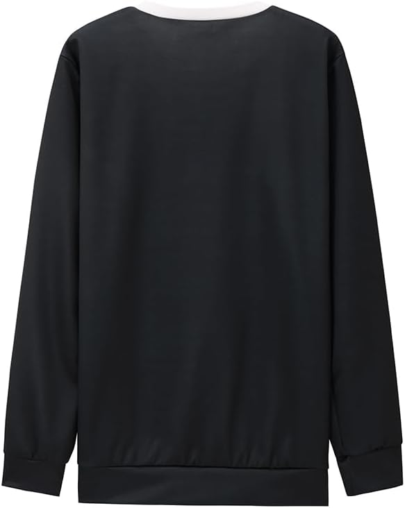 ShallWe Women's Active Sweatshirts Cute Cat Pullover Crewneck Lightweight shirts Novelty Casual Tunics Tops Fashion Spring Black