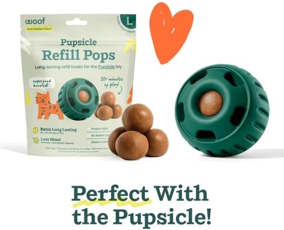 WOOF Pupsicle Refill Pops, Delicious Long Lasting Dog Treats, Pre-Made Pupsicle Refills for Dogs, Wholesome Ingredients, Low-Mess Chicken Pet Treats - Small Pops - 10 Count