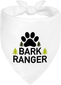 Bark Ranger White Dog Bandana, Funny Gifts for Dog Lover Mom Dad, Puppy Scarf Photo Prop for Explore Outdoor Adventure Hiking Camping Mountain, Gifts for Ranger, Pet Scouts Bandana