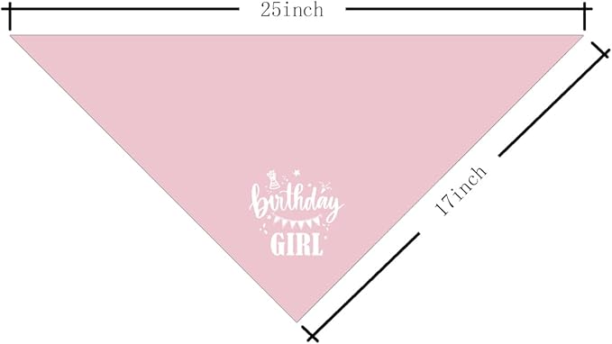 Birthday Girl Dog Bandana - Pink, Funny, Cute Triangle Scarf for Small, Medium, Large Dogs - Pet Accessories, Gift for Dog Lovers (D31)