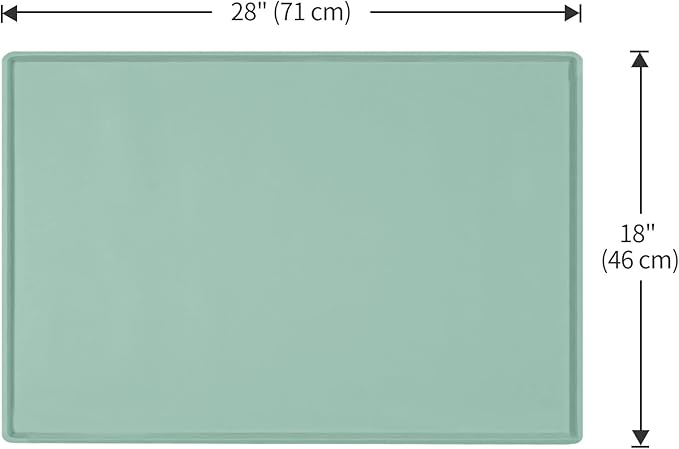 Dog Food Mat,Silicone Waterproof Food Tray,Non Slip Pet Bowl Mats Placemat,0.8" Raised Edge,Suitable for Most Small and Medium Sized Pets,28" x 18"