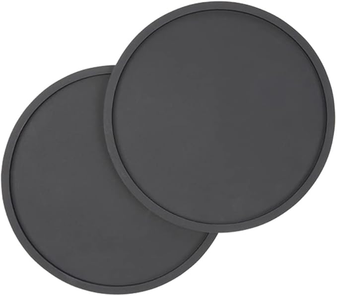 Waggo Habit Silicone Dog Placemat – Set of 2 Modern Heavyweight Silicone Dog Food Mats, Dishwasher Safe, Non-Slip, Solid Color – Black (Medium, 7")