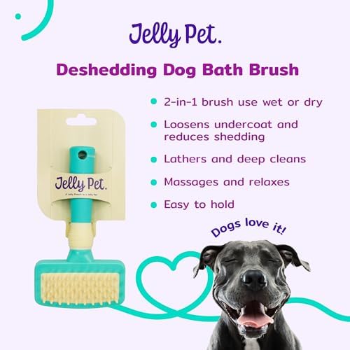 JELLY PET Deshedding Dog Bath Brush Scrubber for Short Haired Dogs, Dog Deshedding Brush Tool, Bath Brush for Puppy, Pet Shower Scrubber, Shower Supplies, Pet Wash Brush, Puppy Grooming Essential