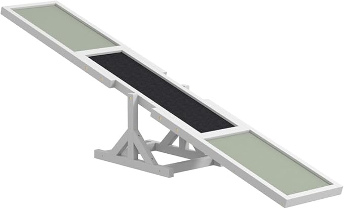 71" Dog Agility Seesaw Outdoor for Training and Exercise, Wooden Platform Dog Agility Training Equipment - Dog Obstacle Course Backyard Run Game Toy (White)