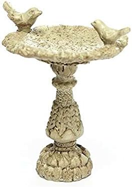 EatingBiting 1:12 Scales Dollhouse Miniature Birdbath Garden Outdoor Center Foutain 2 Birds Resin Fairy Garden Furniture Resin Vintage Bird Bath Fountain for Home Decor Ornaments