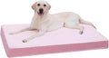 KSIIA Orthopedic Dog Bed - Waterproof & Washable with Removable Cover, Deluxe Plush Egg Crate Foam Design for Large Dogs, 41x27 Inch Pink Dog Crate Bed