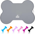 Super Design Dog Food Mat Dog Bowl Tray for Food and Water, Silicone Non-Spill Waterproof Pet Feeding Mat Puppy Placemat Easy-Clean, 20.5" x 14.5", Grey