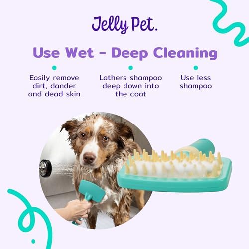 JELLY PET Deshedding Dog Bath Brush Scrubber for Short Haired Dogs, Dog Deshedding Brush Tool, Bath Brush for Puppy, Pet Shower Scrubber, Shower Supplies, Pet Wash Brush, Puppy Grooming Essential