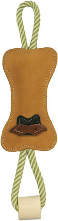 Natural Suede Leather and Rope Chew Toy with Bone Design for Medium and Large Dogs | Durable Interactive Play Toy | Great for Fetch, Tug and Daily Chewing Fun