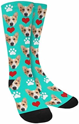 Custom Face Socks, Personalized Dog Lover Pet Photo Picture on Socks Unisex Athletic Crew Socks for Men Women