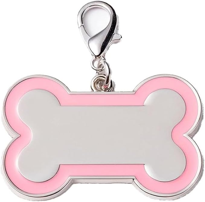 Double-Sided Personalized Dog Tags for Pets - pet ID tag, Laser Engraved Dog tag, Name tag for Dog Collar, Dog Tags for Large Dogs (Pink, Bone-Shaped-Large)