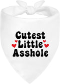 Cutest Little Asshole White Dog Bandana, Cute Soft Pet Scarf Decor, Funny Pet Bandanas Accessories for Outdoor Camping Playtime, Birthday Thanksgiving Gifts for Pet Lover Dog Mom Dad