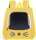 Pet Backpack Carrier, Traveler Breathable Transparent Carrier for Cats or Dogs, Large Space and Foldable Pet Carrier for Travel, Hiking, Shopping, and Vet, Cute, Suitable for Kids (Yellow)