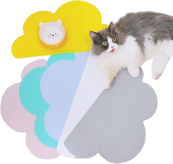 Love Dream Silicone Pet Feeding Food Mat with Raised Edge, Anti-Slip Waterproof Pet Bowl Mat Placemat for Dog and Cat (Coffee)