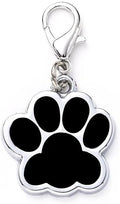 Cute Personalized Pet Name Tags for Cats/Dogs - Glitter Custom pet id tag, Dog id Tags Engraved for Pets, Customizable cat tag, pet Collar Charms, Dog Name tag (Paw-Shaped-Small: Black)