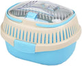 KAMEIOU Sky Blue Travel Small Animal Hamster Hedgehog Guinea Pig Cage Carrier for Hamster Hedgehog Ferret Guinea Pig Carrier Travel Cage with Handle Breathable Small Animal Guinea Pig Car Cage Carrier