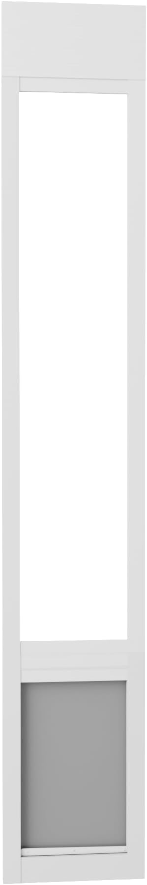 Doggie Door Insert for Sliding Glass Doors, Adjustable Height 76 1/8"-80 7/8" Aluminum Frame Tempered Glass with Lock, 7"x11" Medium Transparent Flap for Large Dogs