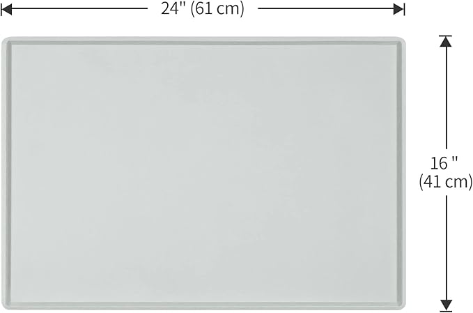 Dog Food Mat,Silicone Waterproof Food Tray,Non Slip Pet Bowl Mats Placemat,0.6" Raised Edge,Suitable for Most Small and Medium Sized Pets,24" x 16"