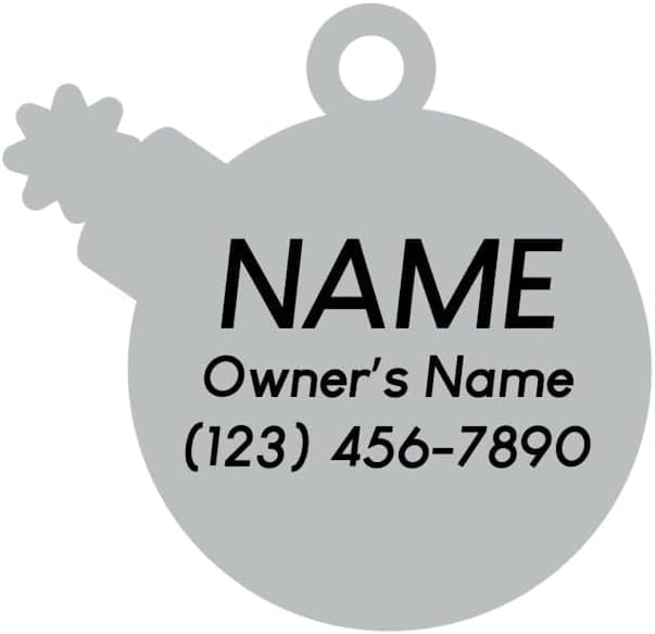 Two Tails Da Bomb Pet ID Tag, Custom Engraved Dog Name Tag, Personalized Charm for Dogs & Puppies, Durable Brass with Silver Plating, Fun Enamel Pet Accessory for Collars & Harnesses