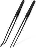 Mandala Crafts 15 Inches Black Stainless Steel Straight and Curved Aquarium Tweezers for Aquatic Plants – Long Aquascape Forceps for Fish Tanks, Hospital Tanks, Goldfish Bowls, and Terrariums