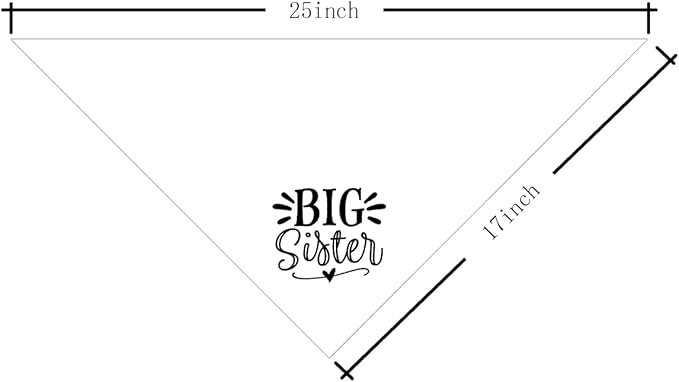 Big Sister Dog Bandana, White Dog Scarf Accessories, Pet Triangle Scarf, Pet Bandana for Small Medium Dogs, Baby Announcement Dogs Bandanas (M)