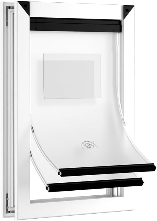 [MAVRICPOWER] Aluminum Medium Dog Door for Door, Doggy Door with 2 Sliding Lock Panels, Doggie Door for Medium Dogs Up to 30 lbs