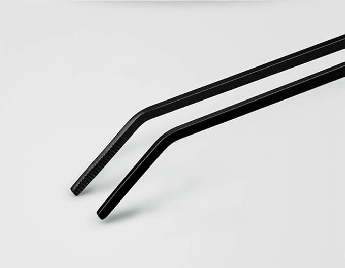 15 inch Black Curved Aquarium Tweezers Stainless Steel Curved Tweezer with Carbonation Protection Coating Against Rust Long Reptiles Feeding Tongs for Aquatic Plants Lizards Spider Snakes