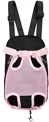 Pet Dog Puppy Cat Carrier Five Holes Backpack Double Shoulder Straps Mesh Front Chest Backpack Bag, M, Pink