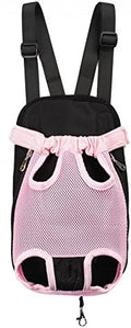 Pet Dog Puppy Cat Carrier Five Holes Backpack Double Shoulder Straps Mesh Front Chest Backpack Bag, S, Pink