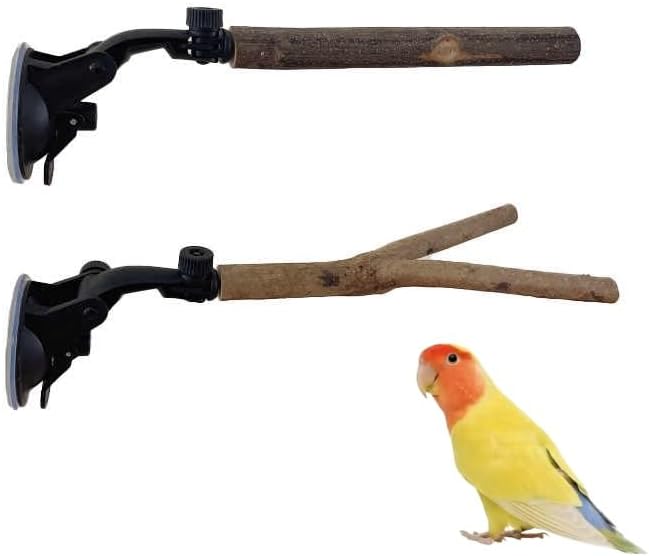 2 PCS Parrot Perch Stand with Suction Cup, Window Perch for Birds, 5.9 Inch for Small Bird, Bird perches for Mirror Window