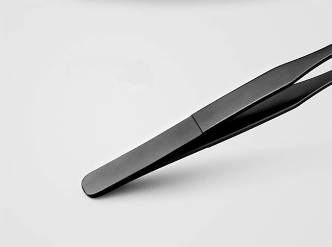 15 inch Black Curved Aquarium Tweezers Stainless Steel Curved Tweezer with Carbonation Protection Coating Against Rust Long Reptiles Feeding Tongs for Aquatic Plants Lizards Spider Snakes