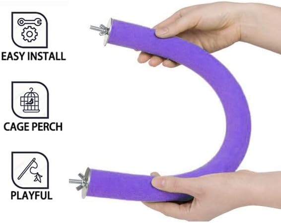 2Pcs 6.1Inch Purple U Shape Rough-surfaced Sands Stick Bird Perches Bird Cage Perches Toy for Regular to Large Bird Amazon, Grey Parrots, Parakeets,Macaw