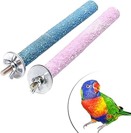 1Pc Color Random Bird Perch Stand Toy Wood Parrot Perch Stand Grinding Claw Sticks Sanded Surface Cage Toy for Parakeets Finches Parakeet Toys