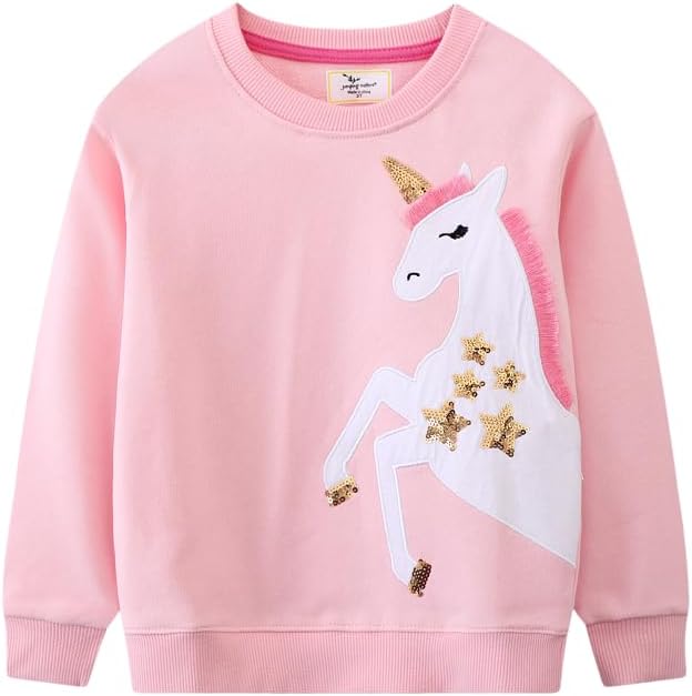 Toddler Baby Girls Cotton Sweater, Long Sleeve Crewneck Sweatshirt Pullover Kids Warm Clothing for Fall Winter