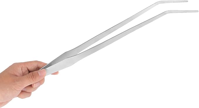 FEITA Extra Long 15 Inch Tweezer Stainless Steel Curved Tip for Aquarium Fishtank Aquascaping Tools, Aquarium Fishtank, Mega Reptile Feeding Tongs