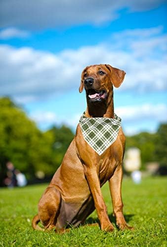 ARING PET Christmas Dog Bandanas, Green White Plaid Triangle Scarf for Puppy Small Medium Large Boy Girl Dogs-S