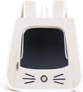 Pet Backpack Carrier, Traveler Breathable Transparent Carrier for Cats or Dogs, Large Space and Foldable Pet Carrier for Travel, Hiking, Shopping, and Vet, Cute, Suitable for Kids (White)