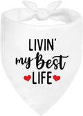 Livin' My Best Life White Dog Bandana, Sunshine Dog Bandanas Accessories for Photo Outdoor Playtime and Birthday Party, Christmas Thanksgiving Gifts for Pet Owner Puppy Mom Dad Pet Lover