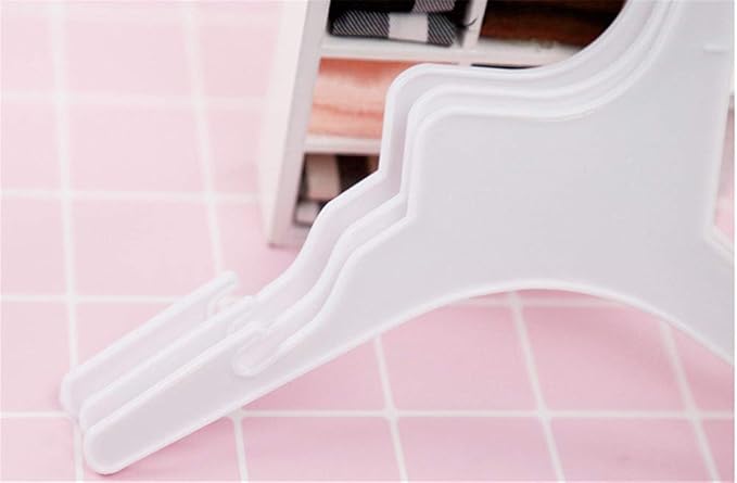 Pet Clothing Hanger, 10PCS Plastic Anti-Skid Dog Puppy Cat Clothes Clothing Rack for Small Animals (White, L)