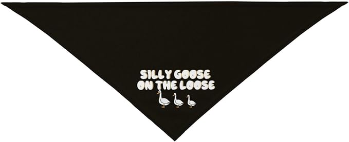 Silly Goose on The Loose Triangle Dog Bandana,Summer Bandana Funny Triangle Dogs Scarf Handkerchief Soft Adjustable Puppy Bandanas (Black)