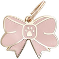Two Tails Bow Pet ID Tag, Personalized Dog Name Tag with Custom Engraving, Cute Gold Bow Charm for Dogs & Puppies, Durable Brass with Gold Plating, Stylish Pet Accessory for Collars & Harnesses