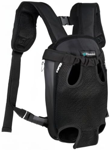 PetAmi Dog Carrier Backpack, Adjustable Dog Pet Cat Front Carrier Backpack | Ventilated Dog Chest Carrier for Hiking Camping Travel, Sling Bag for Small Medium Dog Cat Puppies, Large, 12-16 lbs, Black