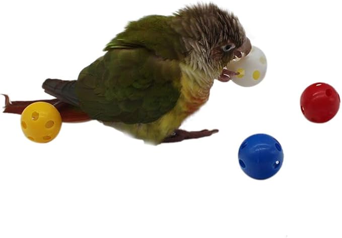 QBLEEV 5 Pack Bird Bell Balls Sets for Chewing Playing Training, Colorful Parrot Cage Treat Toy for Cockatiel Parakeet Conure Budgie, Small Pet Foot Talon Toy for Parrot Kitten Puppy, Random Color