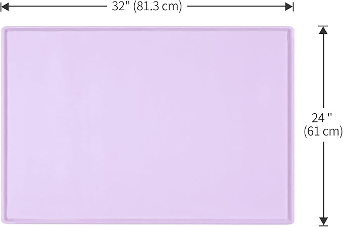 Dog Food Mat,Silicone Waterproof Food Tray,Non Slip Pet Bowl Mats Placemat,1" Raised Edge,Suitable for Most Small and Medium Sized Pets,32" x 24"