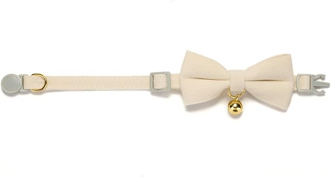 Cotton Breakaway Cat Collar with Bow Tie and Bell, Adjustable Cute Soft Corduroy Kitten Collars for Girl and Boy Cats