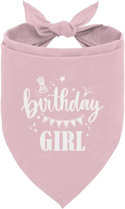 Birthday Girl Dog Bandana - Pink, Funny, Cute Triangle Scarf for Small, Medium, Large Dogs - Pet Accessories, Gift for Dog Lovers (D31)