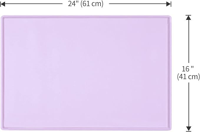 Dog Food Mat,Silicone Waterproof Food Tray,Non Slip Pet Bowl Mats Placemat,0.6" Raised Edge,Suitable for Most Small and Medium Sized Pets,24" x 16"